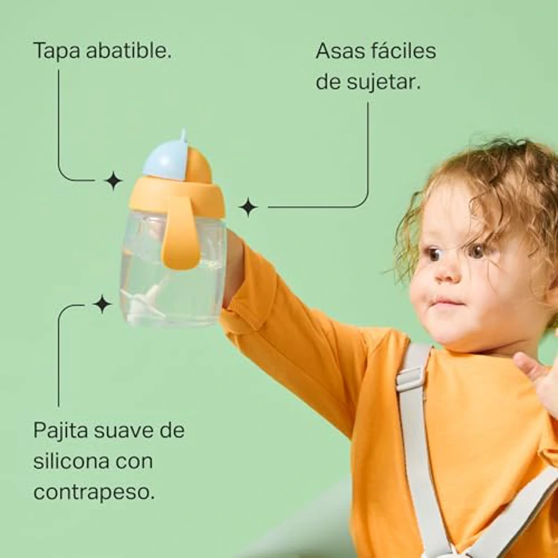 Tommee Tippee vaso de aprendizaje con pajita, 240 ml, vaso de transición para bebés a partir de 6 meses, con pajita de silicona con contrapeso y asas fáciles de sujetar, Rosa y Morado, pack de 2 - Imagen 3