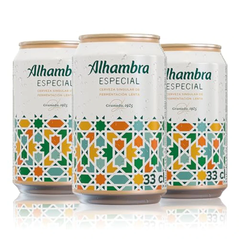 Alhambra Especial, Pack 24 Latas x 33 cl, Cerveza Especial de Fermentación Lenta, 5.4% Volumen Alcohol - Imagen 2