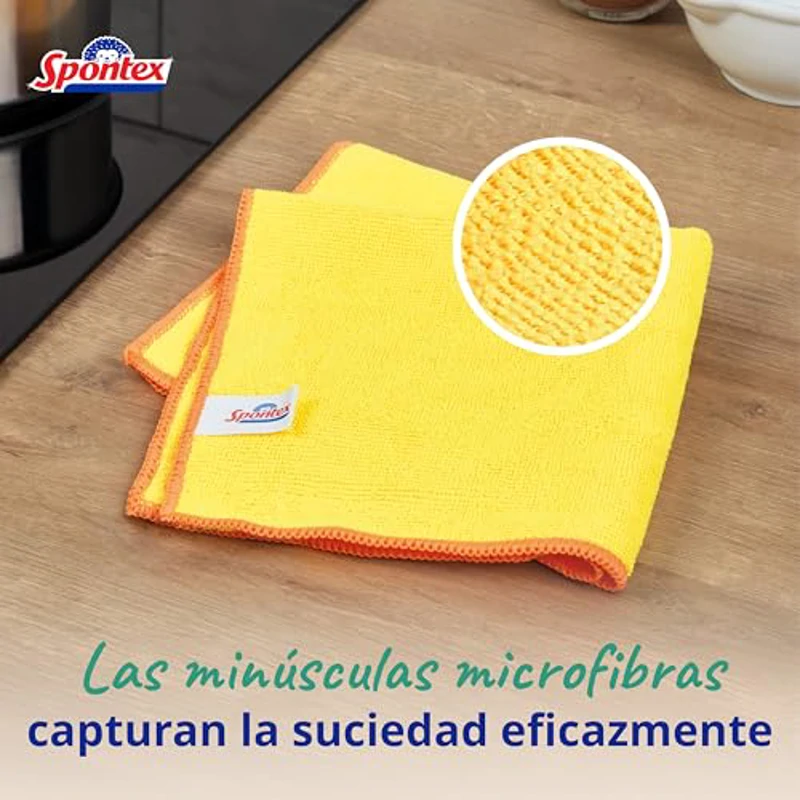 Bayetas de microfibra de Spontex para limpieza | 16 bayetas Microfibre Collection | Para usar como trapos del polvo y paños de cocina | 30 x 30 cm | Colores surtidos | 16 unidades - Imagen 3