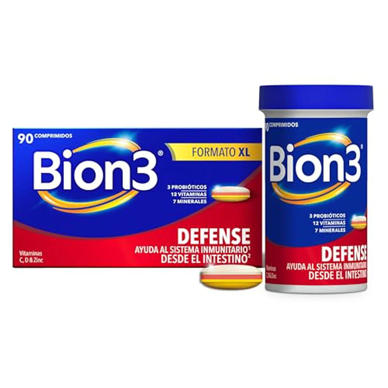 Bion3 Defense Comprimidos Multivitamínicos con Probióticos, Complemento Alimenticio para Ayudar al Sistema Inmunitario con Vitamina C, Vitamina D, Zinc y Hierro, 90 comprimidos, 3 meses de uso - Imagen 1