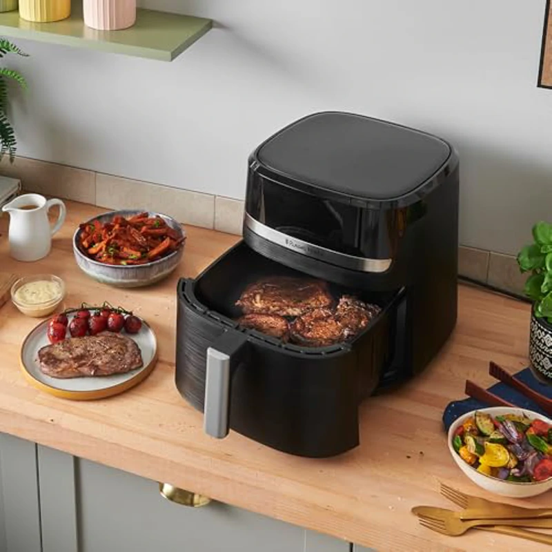 Russell Hobbs Freidora de Aire, Air Fryer, Freidora sin Aceite 8,3 L, XXL [tamaño compacto, bajo nivel ruido, pizzas de 26 cm] Satisfry (piezas aptas lavavajillas, pantalla táctil, grill) 27632-56 - Imagen 3