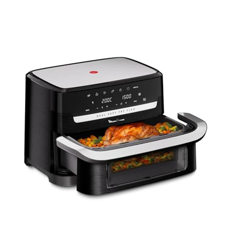 Moulinex Dual Easy Fry Flex, Freidora de aire con separador FlexCook, 9L de Capacidad Para Hasta 8 personas, 7 Programas Preestablecidos, Negro, EZ9228F0 - Imagen 1