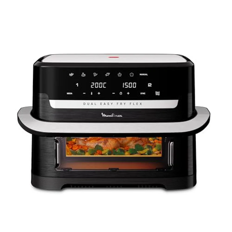Moulinex Dual Easy Fry Flex, Freidora de aire con separador FlexCook, 9L de Capacidad Para Hasta 8 personas, 7 Programas Preestablecidos, Negro, EZ9228F0 - Imagen 2