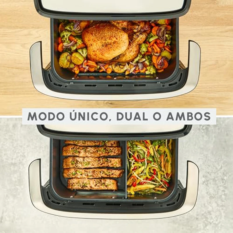 Moulinex Dual Easy Fry Flex, Freidora de aire con separador FlexCook, 9L de Capacidad Para Hasta 8 personas, 7 Programas Preestablecidos, Negro, EZ9228F0 - Imagen 3