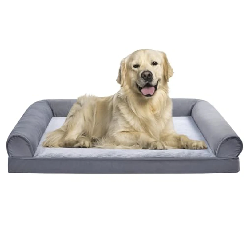 Amazon Basics Cama-sofá para Perro de Espuma, salón, Cubierta extraíble, Gris, 112 x 89 x 20 cm (L x W x H) - Imagen 2