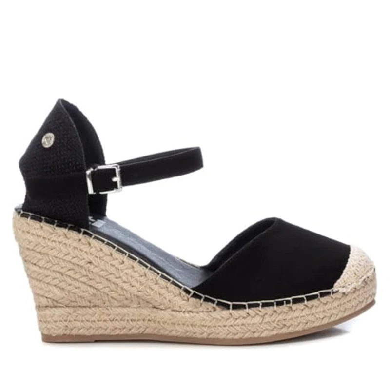XTI - Sandalias con Cuña Mujer Negro - Calzado Cómodo y Versátil - Moda casual - Modelo 14238205 (Talla 38) - Imagen 1
