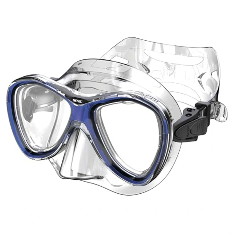 SEAC Set bis Capri Top, Set con Máscara Capri y Tubo de Esnórquel de Silicona para Adultos y Niños, Azul - Imagen 2