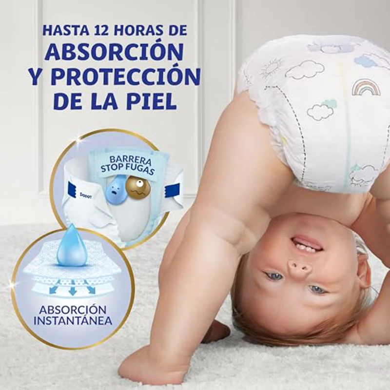 Dodot Pañales Bebé Sensitive, Talla 4 (9-14 kg), 192 Pañales + 4 Pants de Regalo, Hasta 12 h De Protección Antifugas y Cuidado de la Piel, Pack Mensual - Imagen 3