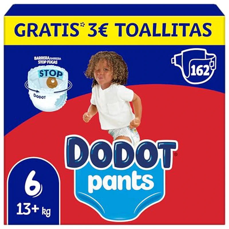 Dodot Bebé Pants Pañales, Talla 6, 14-19 kg, 162 Pañales, Pañal-Braguita con Ajuste 360°, Anti-Fugas, Pack Mensual - Imagen 1
