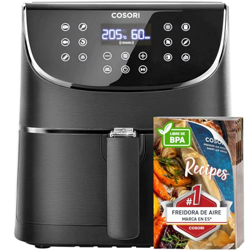 Cosori Freidora de Aire 5.5L Interior Metálico Real, Air Fryer Diseño Antióxido, Tecnología Calefacción Uniforme, 100 Recetas, Reducción de Grasas para una Vida Saludable, Eficiencia Energética, 1700W - Imagen 1