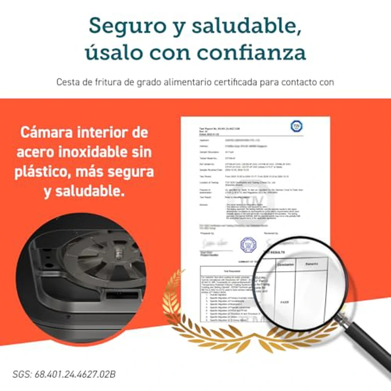 Cosori Freidora de Aire 5.5L Interior Metálico Real, Air Fryer Diseño Antióxido, Tecnología Calefacción Uniforme, 100 Recetas, Reducción de Grasas para una Vida Saludable, Eficiencia Energética, 1700W - Imagen 2
