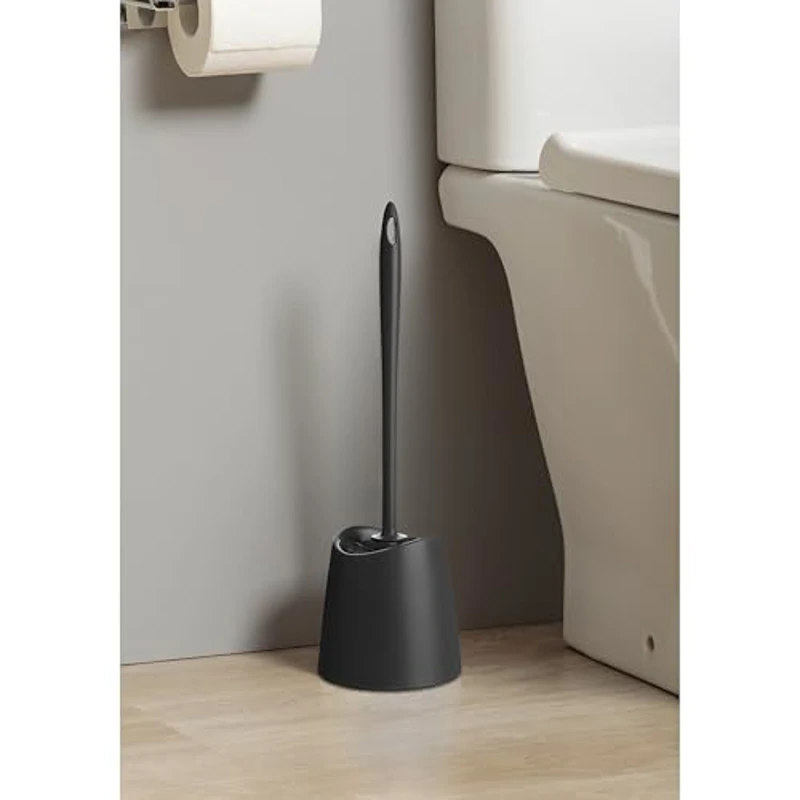 TATAY Escobilla WC | Materiales Resistentes | Diseño Moderno | Cepillo Fijo y Duradero para Buena Higiene | Escobillas de Baño | Fabricada en España | 12 x 12 x 38 cm - Negro - Imagen 2