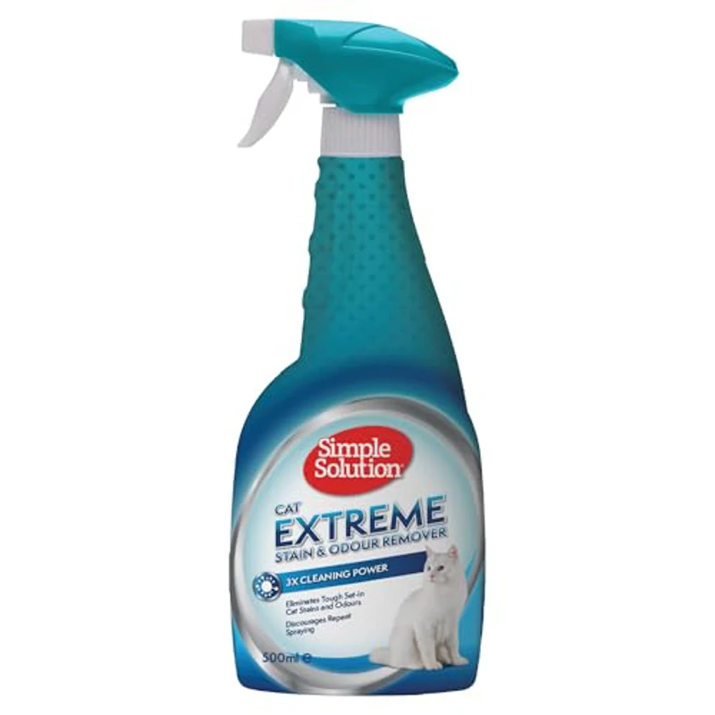 Simple Solution Eliminador de manchas y olores Extreme Cat, Limpiador enzimático con 3 veces más poder de limpieza a favor de las bacterias, 500 ml - Imagen 1