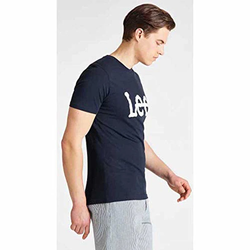 Lee Wobbly Logo tee Camiseta, Azul (Navy Drop EE), L para Hombre - Imagen 3