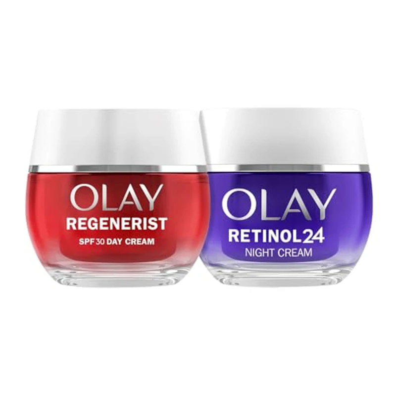 Olay Regenerist Crema Facial de Día SPF30 50ml Y Olay Retinol24 Crema De Noche 50ml. Pack De 2 Cremas Hidratantes Antiarrugas. Piel Más Firme Y Suave - Imagen 1