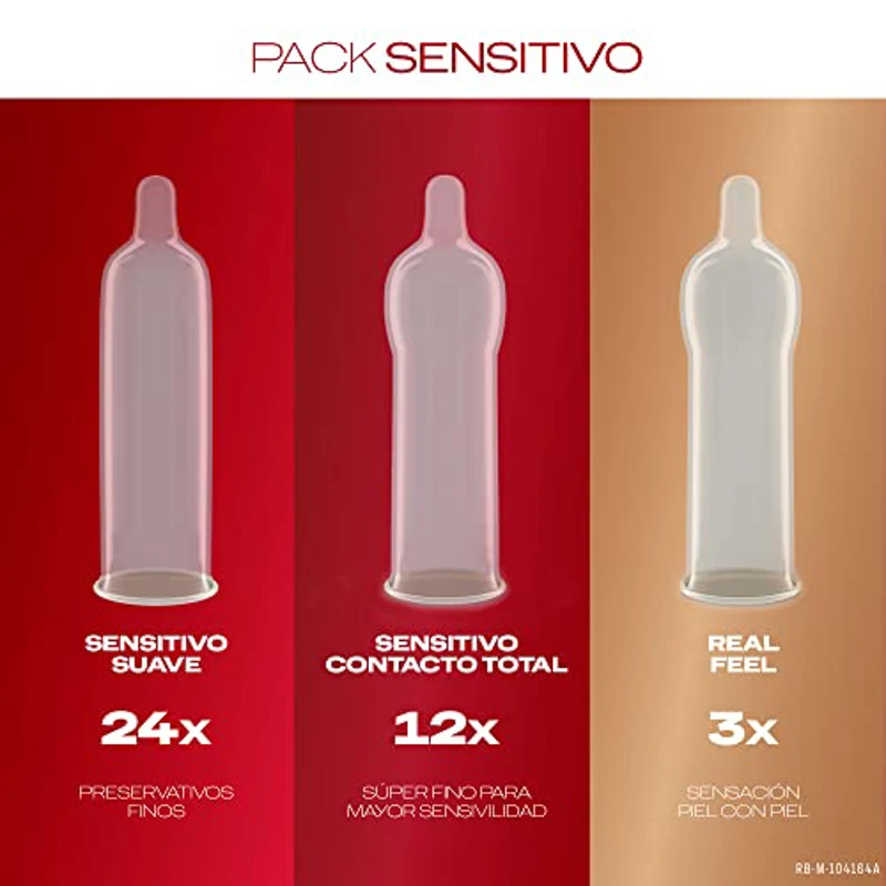 Durex Pack Preservativos Sensitivo Suave + Sensitivo Contacto Total + Real Feel Sin Latex, Pack Ahorro 39 condones - Imagen 2