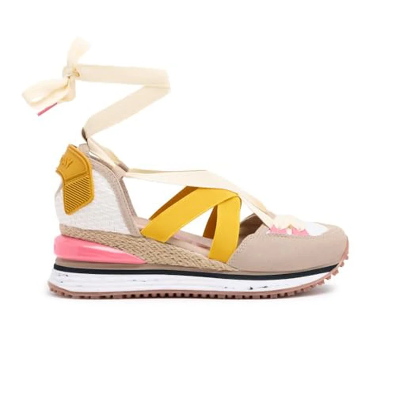Sneakers Beige Tipo Espadrille con cuña para Mujer coinches - Imagen 2