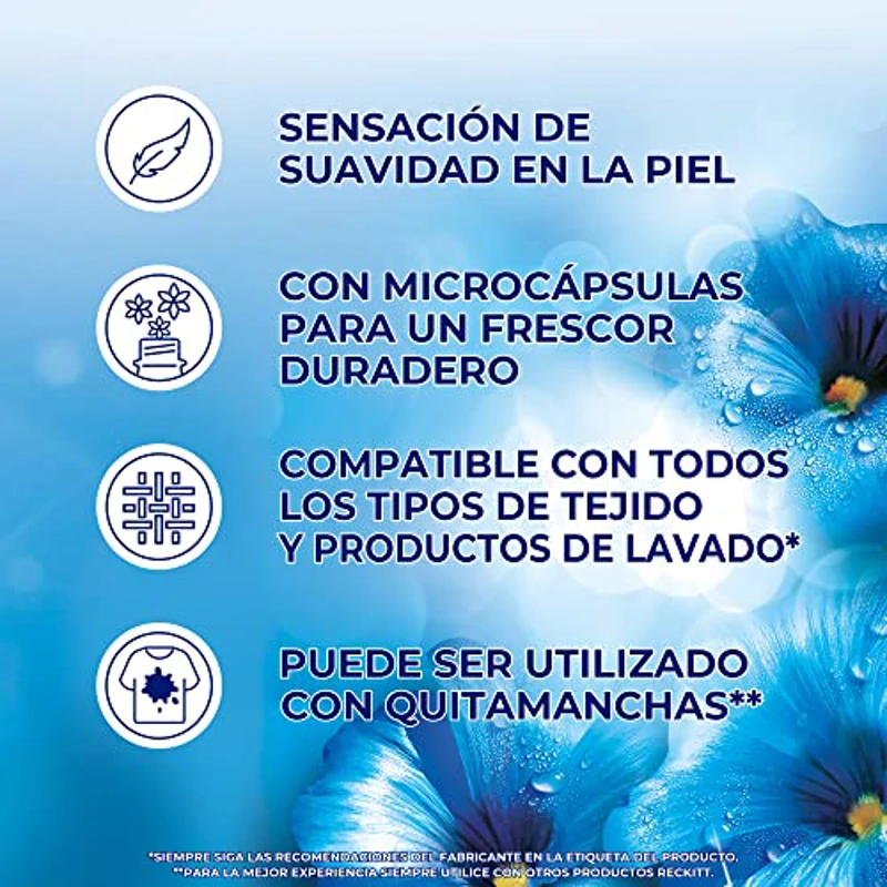 Flor - Suavizante para la ropa concentrado, aroma azul - Pack de 10, hasta 590 dosis - Imagen 3