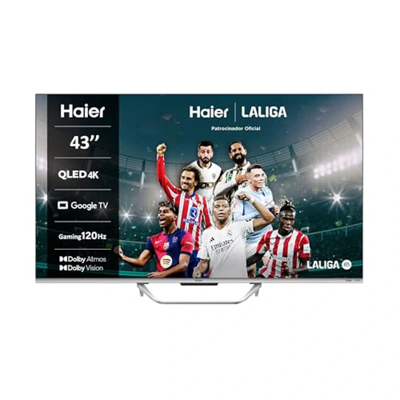 Haier QLED 4K UHD H43Q800UX, 43", Smart TV, Google TV, Dolby Atmos y Dolby Vision, HDR 10, Smart Remote Control, Google Assistant, Bluetooth 5.1, DBX TV, HDMI 2.1 x 4, Sin Marcos, 2024 - Imagen 1