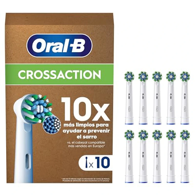 Oral-B Pro CrossAction Recambios para Cepillo de Dientes Eléctrico, Pack de 10 Cabezales, Blanco (Tamaño Buzón) - Imagen 1