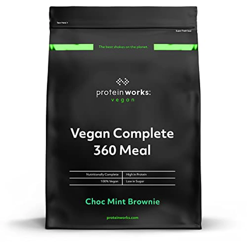 THE PROTEIN WORKS Complete 360 ​​Meal | Brownie de Chocolate con Menta| Nutricionalmente Equilibrado | 100% vegano | Comida rápida y asequible | 500g - Imagen 1