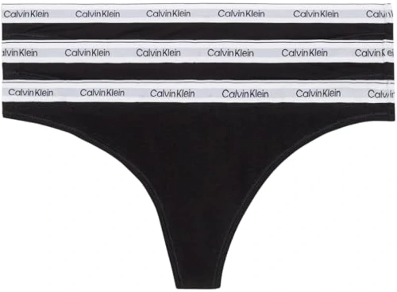 Calvin Klein Pack de 3 Braguitas Tipo Tanga para Mujer Modern Logo, Negro (Black/Black/Black), S - Imagen 1