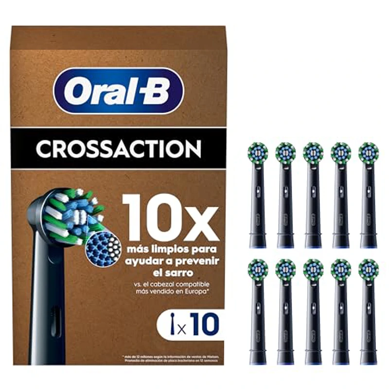 Oral-B Pro CrossAction Recambios para Cepillo de Dientes Eléctrico, Pack de 10 Cabezales, Negro (Tamaño Buzón) - Imagen 1