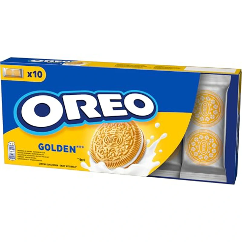 Oreo Golden, Galletas Rellenas de Crema de Vainilla, las Galletas Oreo Golden son estupendas para Disfrutar de una Merienda Rápida y Fácil, Paquete de 220 g - Imagen 2