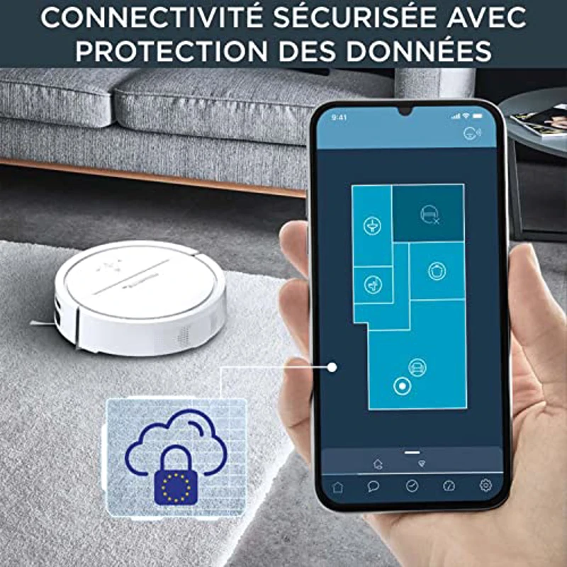 Rowenta X-plorer Serie 120 AI RR7877 - Robot aspirador con mopa y mapeo 2700 Pa, motor digital compatible con smartphones y asistentes de voz, 3 cepillos y Sistema Aqua Force para fregar, blanco - Imagen 3