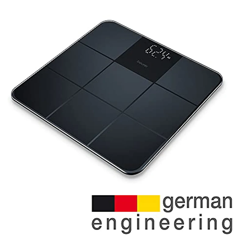 Beurer GS 235 Báscula de vidrio, báscula personal digital con pantalla mágica, superficie antideslizante y elegante en una estructura de azulejo mate, encendido y apagado automático, negro - Imagen 2