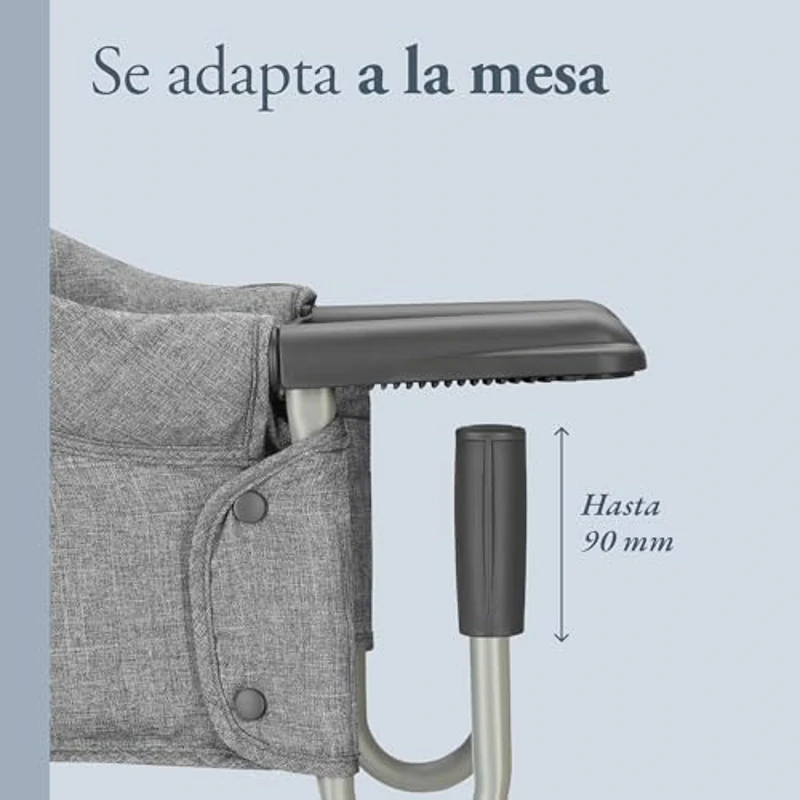 Inglesina Fast, Asiento de Mesa Plegable, Gris Claro (Stone Grey), Fácil de Transportar, Lavable, Instalación Segura, Hasta 15 kg, 35 x 27 42 cm - Imagen 3
