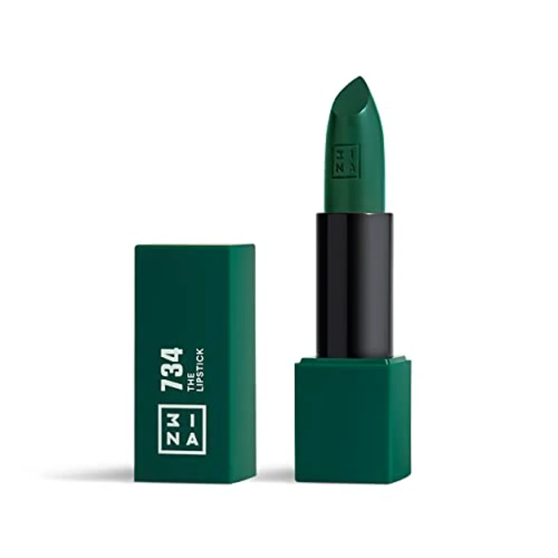 3INA MAKEUP - The Lipstick 734 - Verde - Labial Verde Cremoso - Barra de Labios Mate con Vitamina E y Manteca de Karité de Alta Pigmentación con Olor a Vainilla - Vegan - Cruelty Free - Imagen 1