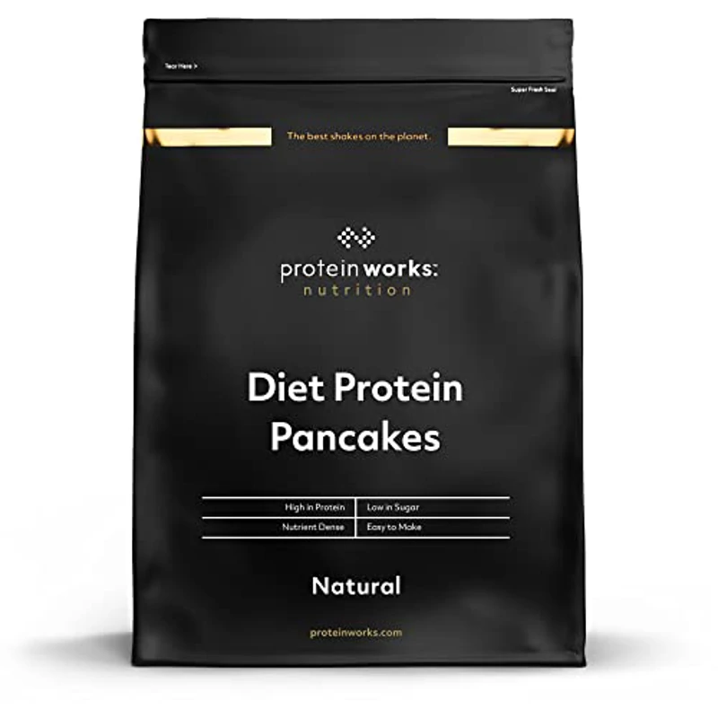 THE PROTEIN WORKS Mix Pancake Proteico Dietético | Alto en Proteínas, Snack Bajo en Azúcar | Rápido y Fácil de Hacer | Natural | 500g - Imagen 1