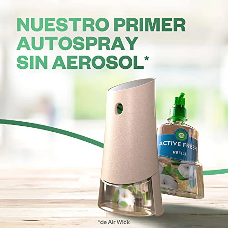 Air Wick Spray Automático Sin Aerosol, Ambientador Hogar Fragancia Flor de Jazmín, 1 Aparato, 2 Recambios, 24 x 7 Active Fresh Neutralizador de Olores, hasta 70 Días de Frescor - Imagen 2