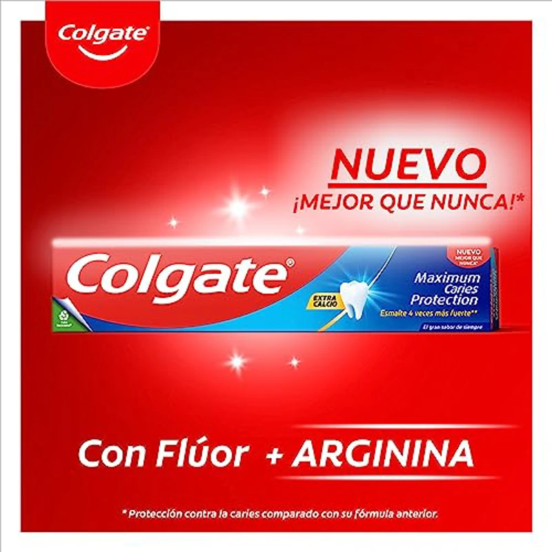 Colgate Pasta de dientes Maximum Caries Protection Pack 12 x 50ml | tecnología superior** anticaries | esmalte 4 veces más fuerte | pasta de dientes con flúor y arginina | sabor a menta - Imagen 2