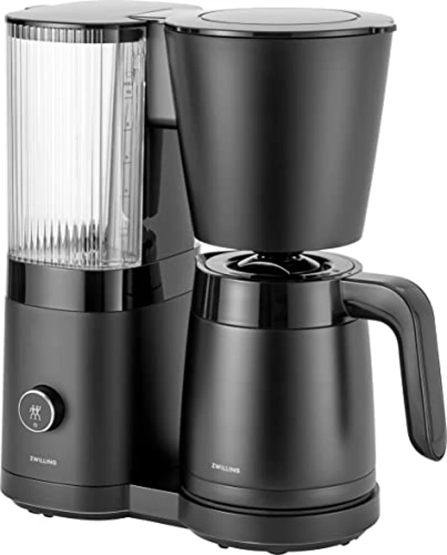 ZWILLING ENFINIGY Cafetera de filtro con jarra térmica de 1,25l, Cafetera con calentador, para 10 tazas, Función blooming, Acero inoxidable, Negro - Imagen 1