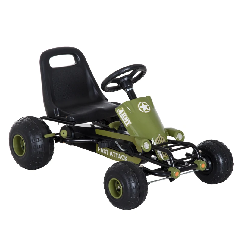 HOMCOM Go Kart Coche de Pedales Karts Deportivo para Niños con Silla Ajustable - Imagen 1