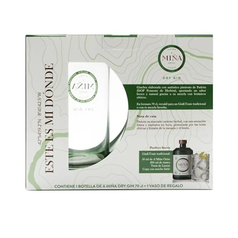A Miña Orixe Ginebra Premium con vaso de regalo - 700 ml - Imagen 2