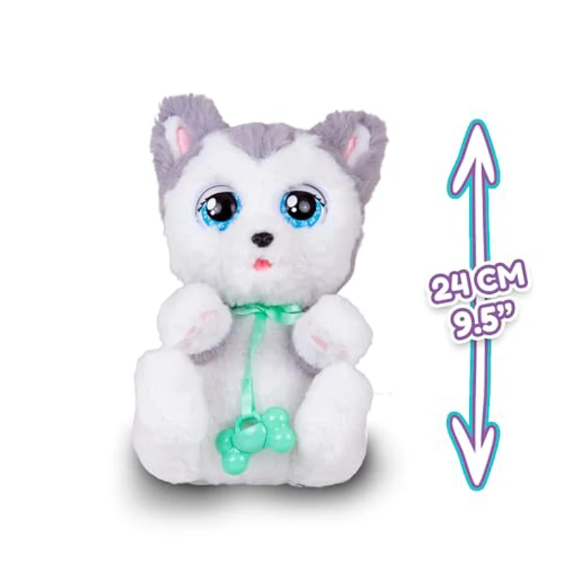 BABY PAWS Sleeping Puppies Husky- Peluche Interactivo con Sonidos que Abren y Cierran los Ojitos e Incluyen una Bolsita-Manta-Regalo óptimo para Niños y Niñas +3 Años - Imagen 2