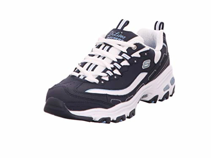 Skechers D'Lites Biggest Fan Regular, Zapatillas, Mujer, Navy Trubuck/ White Mesh/ Carolina Blue Trim, 37 - Imagen 2