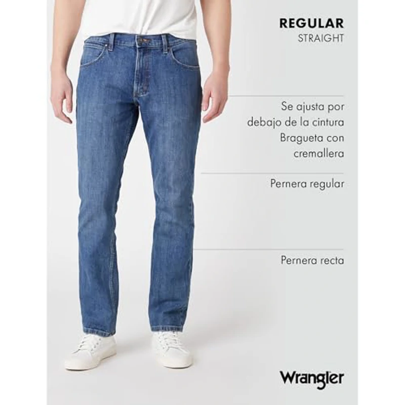 Wrangler Red Kabel Regular, Jeans para Hombre, Azul (Mid Stone), 36W / 32L - Imagen 3