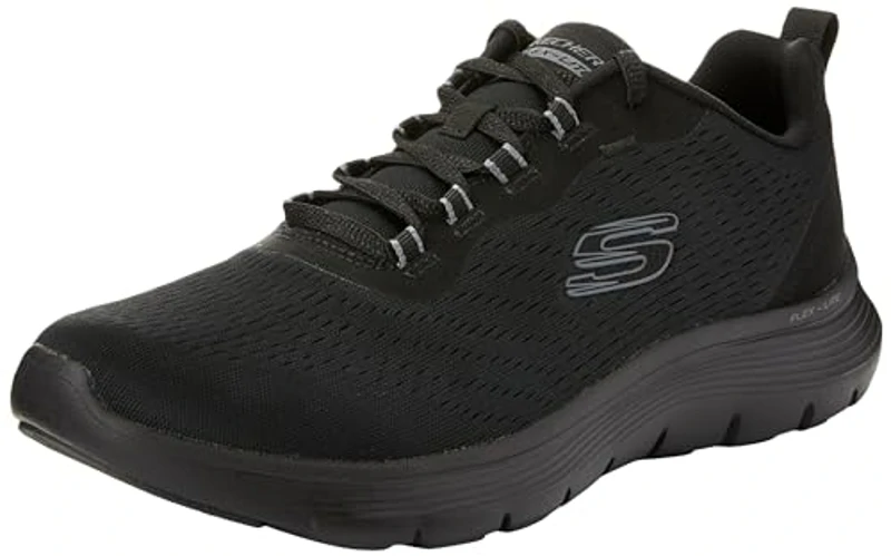 Skechers Flex Appeal 5.0, Zapatillas de Deporte Mujer, Malla Negra Y Ribete Gris, 38 EU - Imagen 1