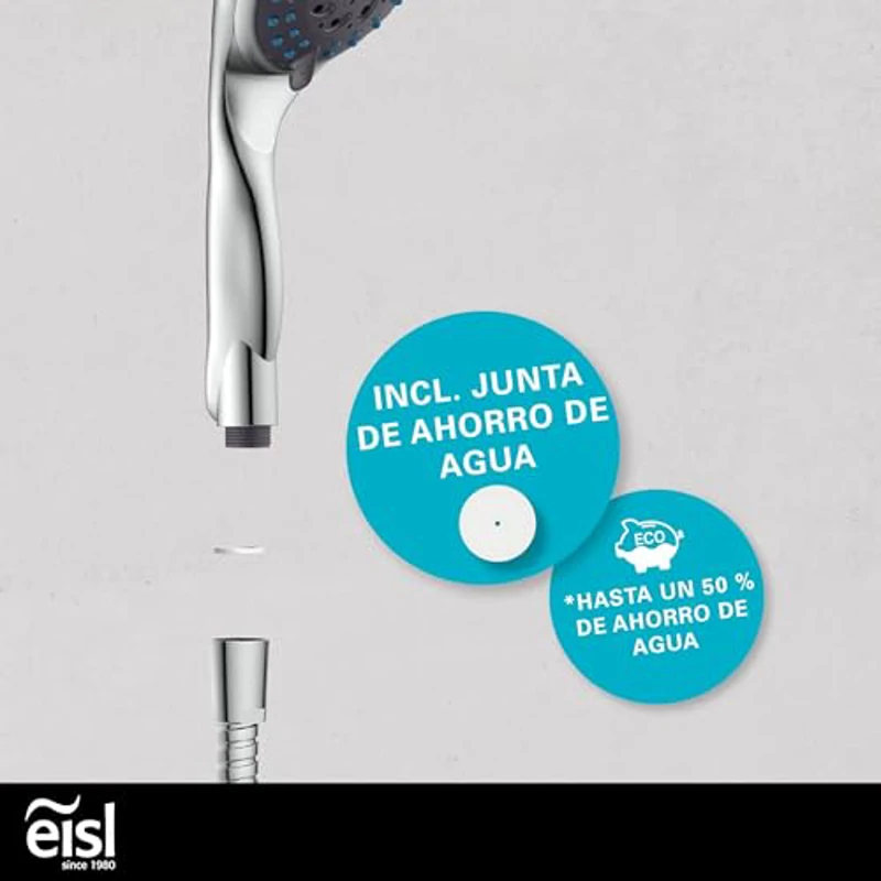 EISL WELLY DX6051 - Alcachofa de ducha ajustable en 5 posiciones, incluye junta de ahorro de agua, conector universal para manguera de ducha, color cromo - Imagen 2