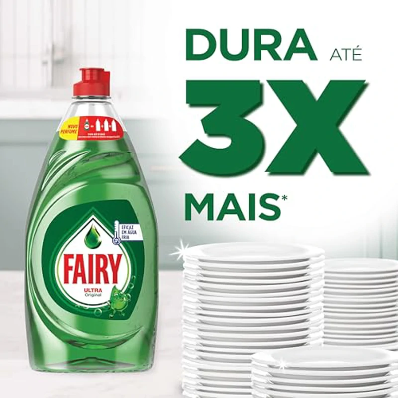 Fairy Ultra Poder Original Líquido Lavavajillas 4 x 1050ML Fórmula Efectiva Que Deja Los Platos Relucientes, Impresionante Poder Antigrasa - Imagen 3