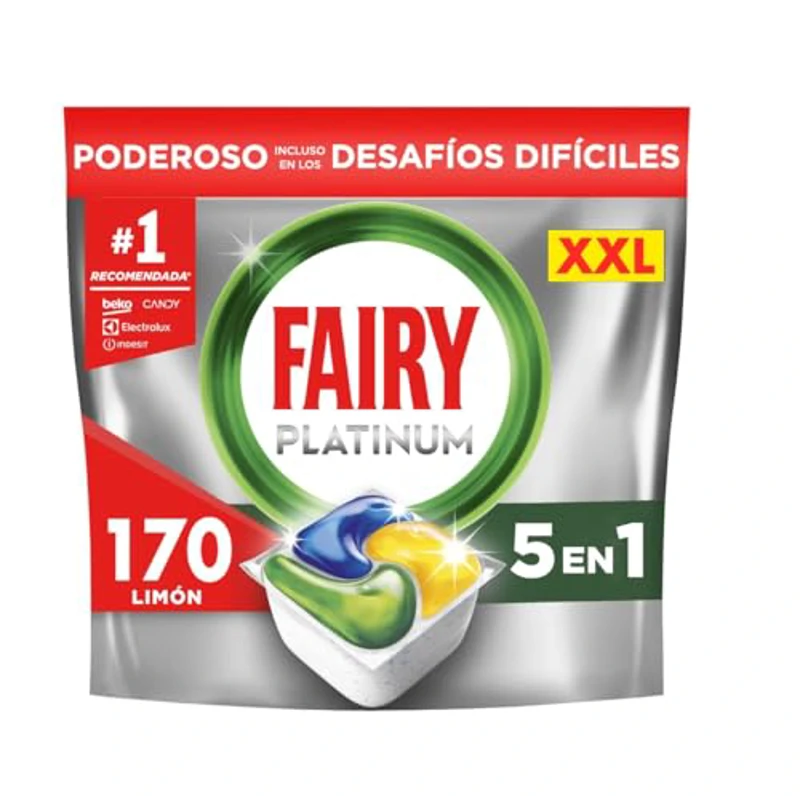 Fairy Platinum Limón, Cápsulas De Lavavajillas Todo En Uno, 170 Cápsulas, Para Los Restos Más Difíciles, Limpia Incluso La Grasa De Los Filtros - Imagen 1