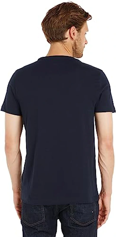 Tommy Hilfiger Camiseta de Manga Corta para Hombre Core Tommy Logo Cuello Redondo, Azul (Sky Captain), XXL - Imagen 2