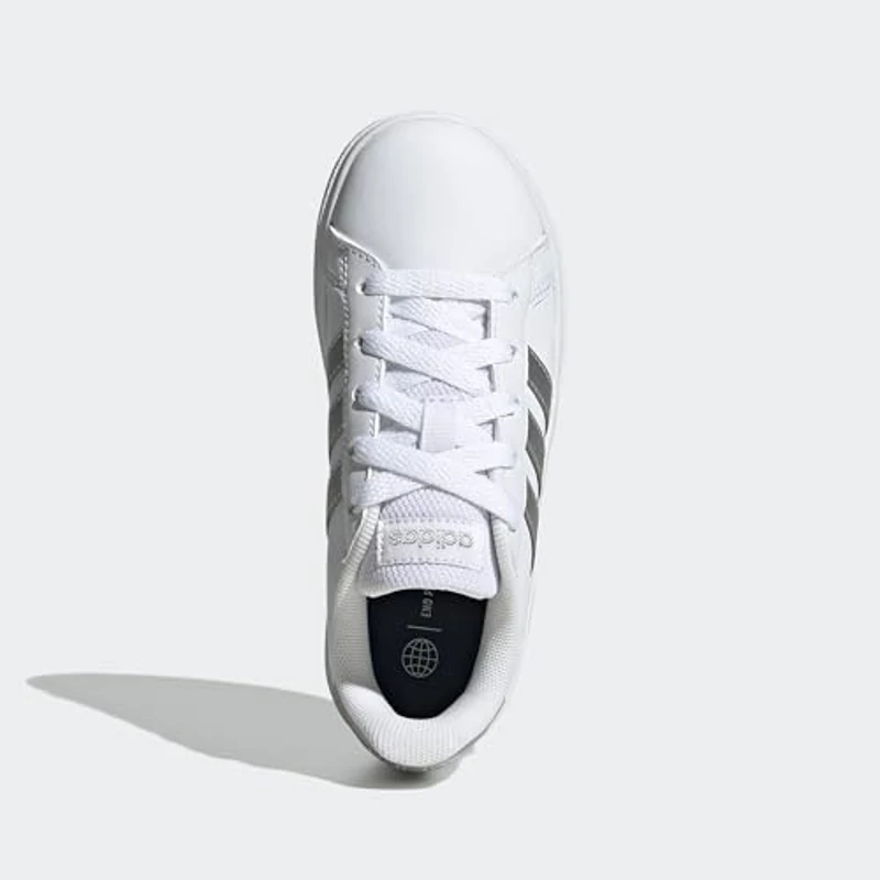 adidas Grand Court Lifestyle Tennis Lace-Up Shoes, Zapatillas de Tenis Unisex niños, White Matte Silver Matte Silver, 28 EU - Imagen 3