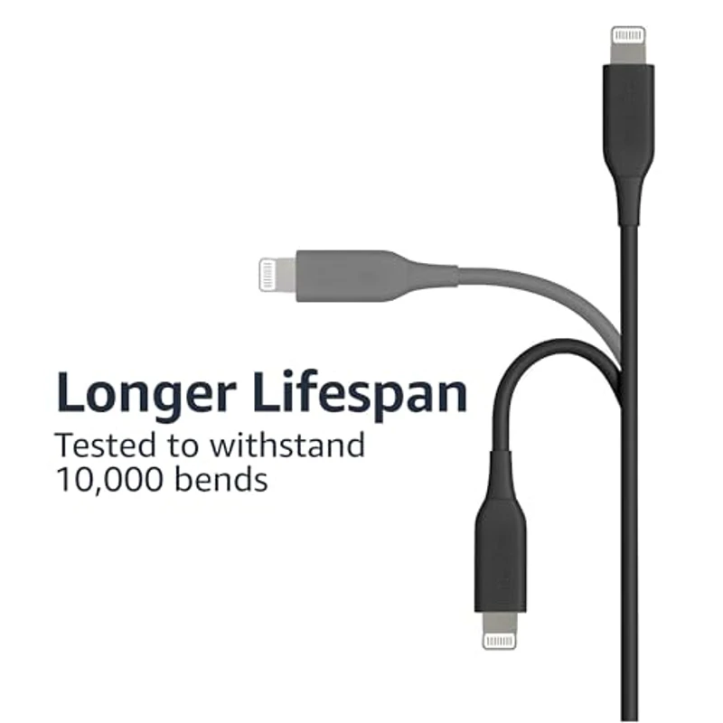 Amazon Basics Cable Lightning a USB Type A, 2 Unidad, cargador para iPhone con certificación MFi, 1.8 m, Negro - Imagen 3