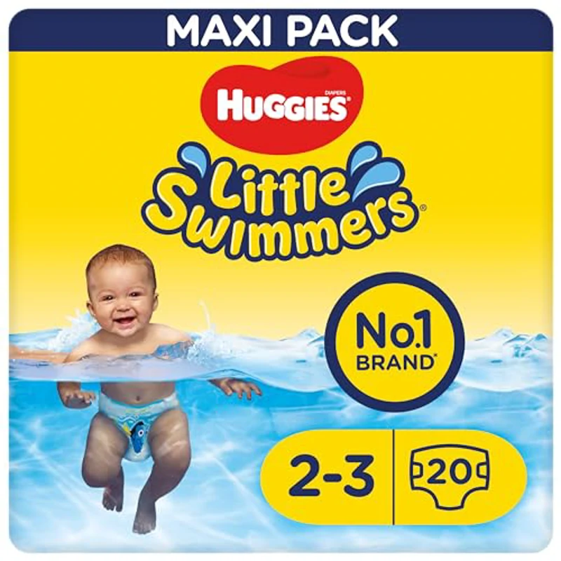 Huggies Little Swimmers Pañales Bañadores para Bebé Talla (3-4), Barreras Anti-Escapes para Una Máxima Protección en el Agua, 20 Pañales Desechables - Imagen 1