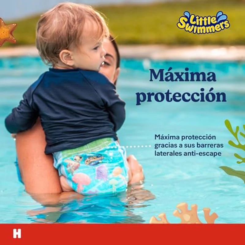 Huggies Little Swimmers Pañales Bañadores para Bebé Talla (3-4), Barreras Anti-Escapes para Una Máxima Protección en el Agua, 20 Pañales Desechables - Imagen 2